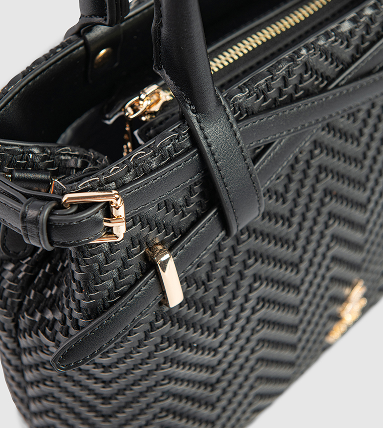 Logo Detail Braided Satchel Bag