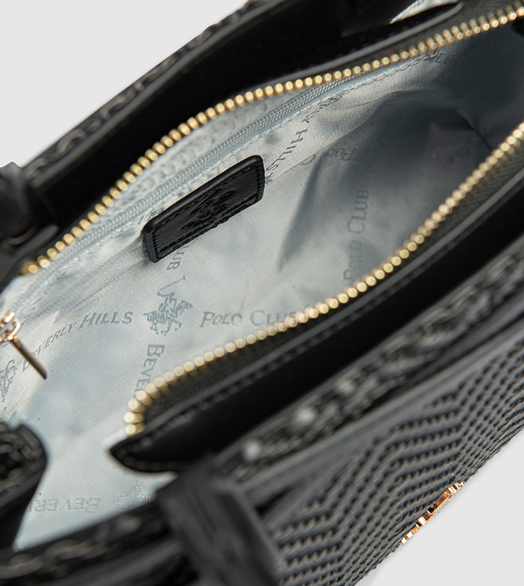 Logo Detail Braided Satchel Bag