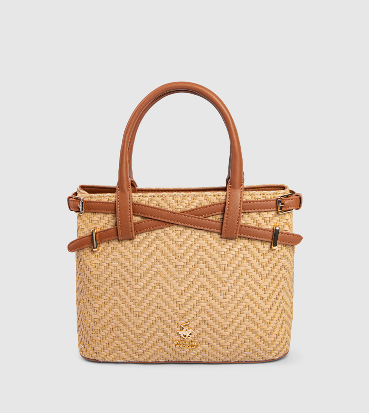 Logo Detail Braided Satchel Bag