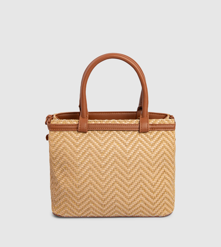 Logo Detail Braided Satchel Bag