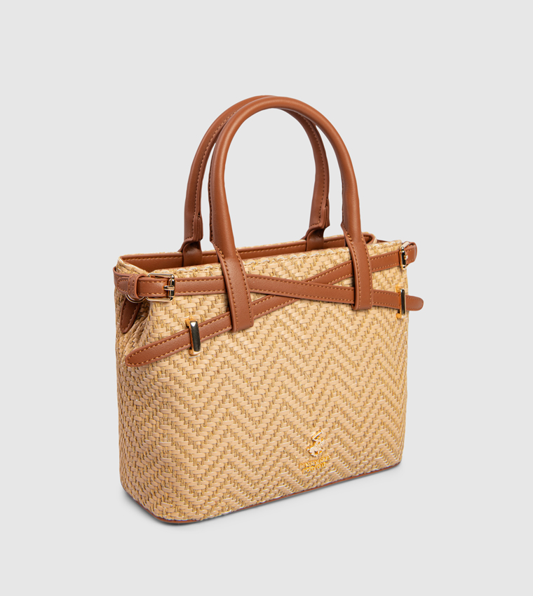 Logo Detail Braided Satchel Bag