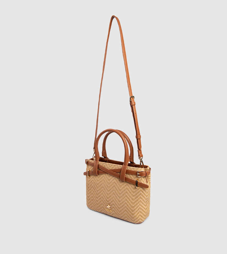 Logo Detail Braided Satchel Bag
