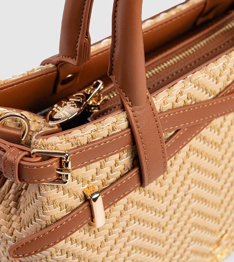 Logo Detail Braided Satchel Bag