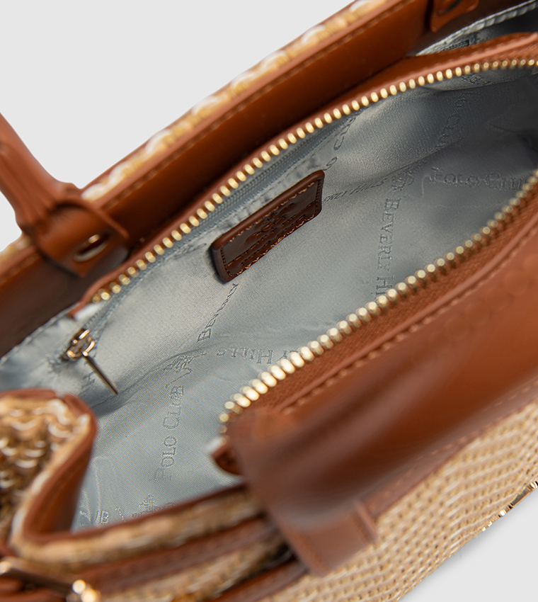 Logo Detail Braided Satchel Bag