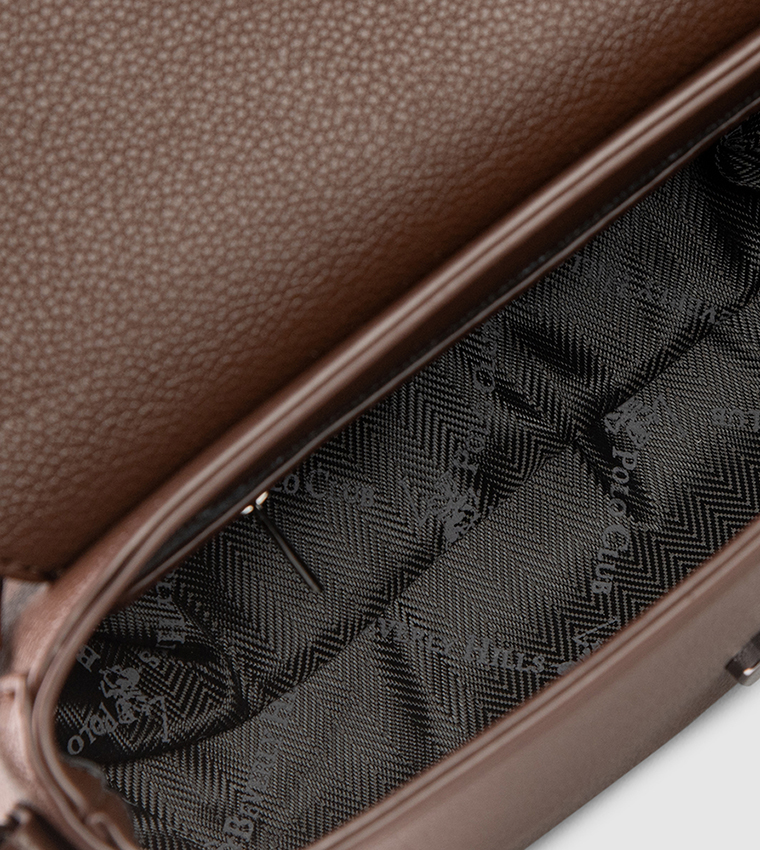 Logo Embroidered Flap Crossbody Bag