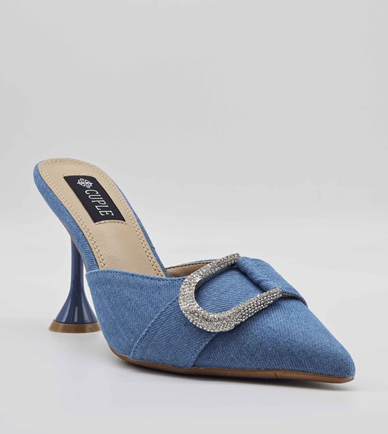 Embellished Pointed Toe Mules