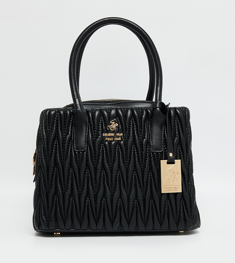 Logo Detail Quilted Satchel Bag