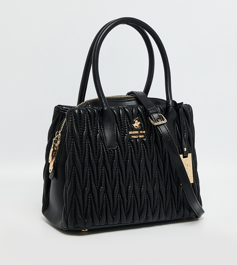 Logo Detail Quilted Satchel Bag