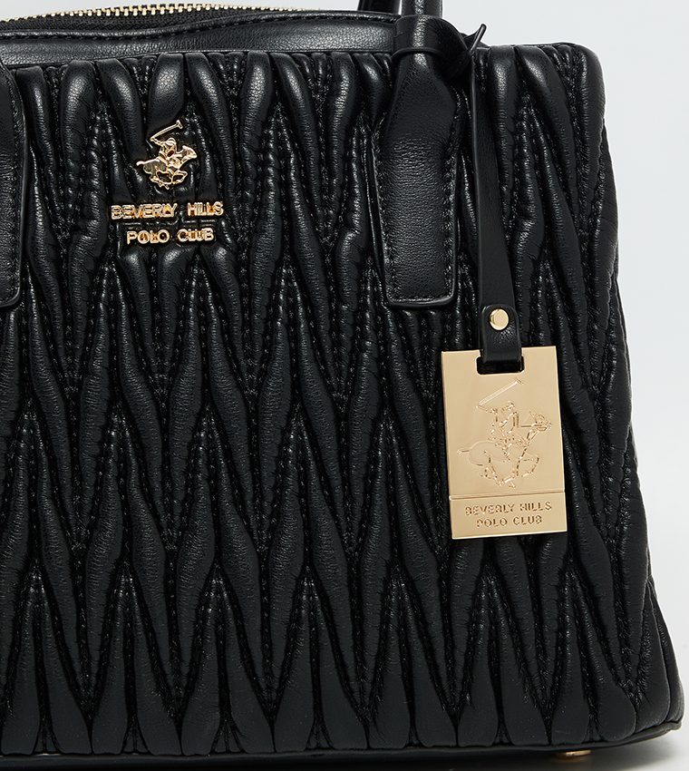 Logo Detail Quilted Satchel Bag