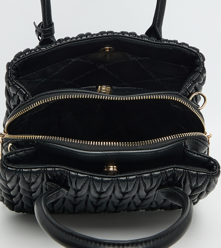 Logo Detail Quilted Satchel Bag