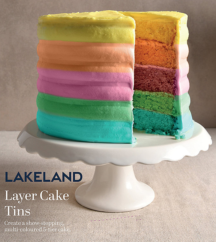 Rainbow cake upcharged tins