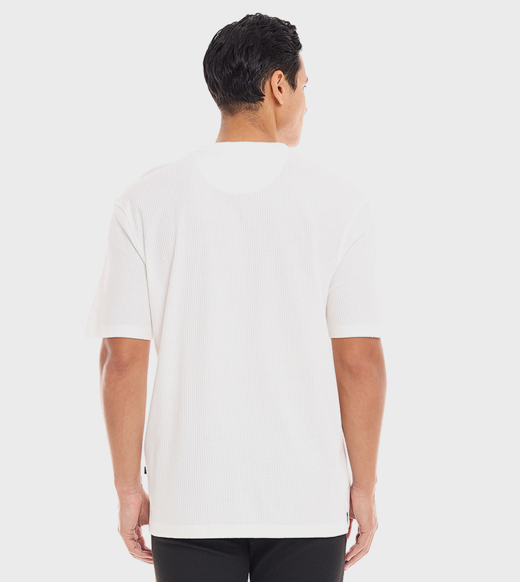 Textured T-Shirt with Crew Neck and Short Sleeves