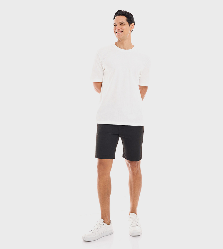 Textured T-Shirt with Crew Neck and Short Sleeves