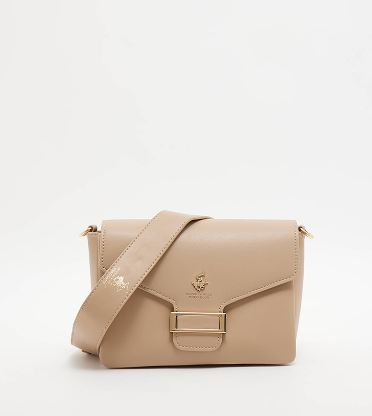Buy Beverly Hills Polo Club Logo Detail Crossbody Bag In Beige