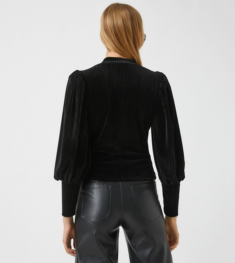 Buy Trendyol Balloon Sleeve Striped T Shirt In Black 6thStreet