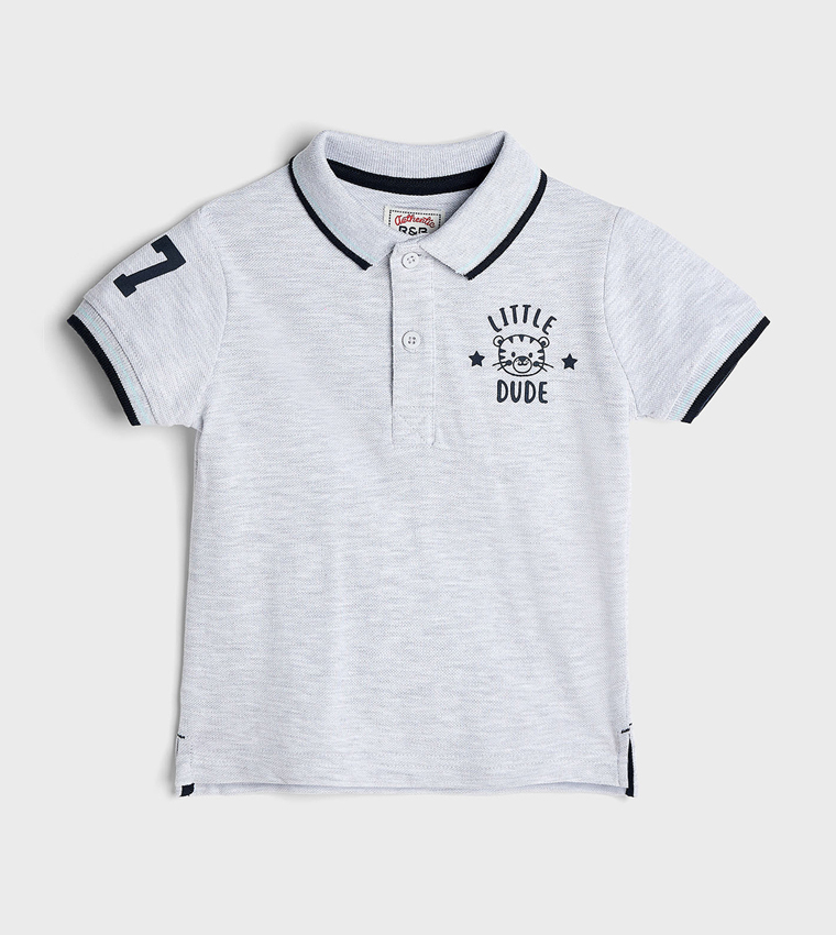 Contrast Trim Polo T-Shirt with Short Sleeves