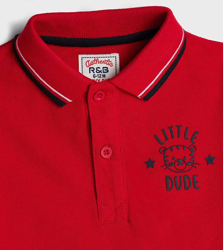 Contrast Trim Polo T-Shirt with Short Sleeves