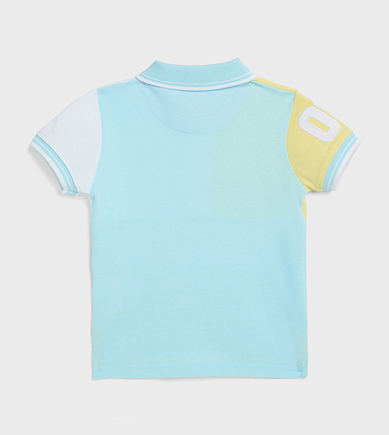 Color Block Polo T-Shirt with Short Sleeves