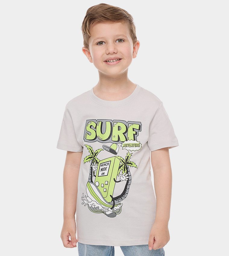 Printed T-Shirt with Crew Neck and Short Sleeves