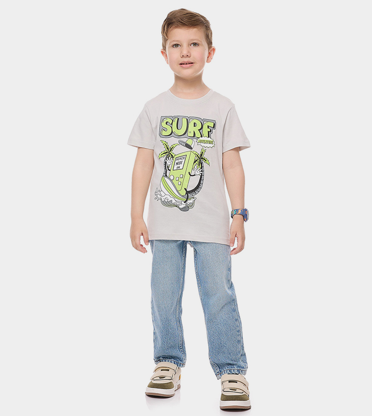 Printed T-Shirt with Crew Neck and Short Sleeves