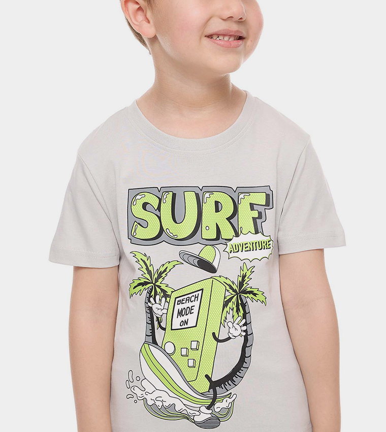 Printed T-Shirt with Crew Neck and Short Sleeves