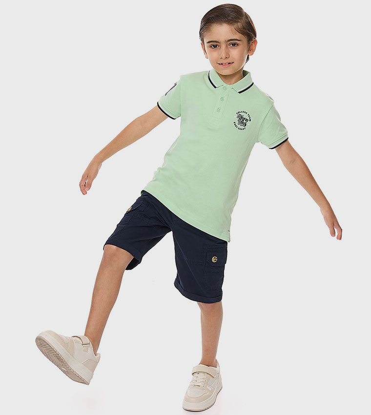 Printed Polo T-Shirt with Short Sleeves