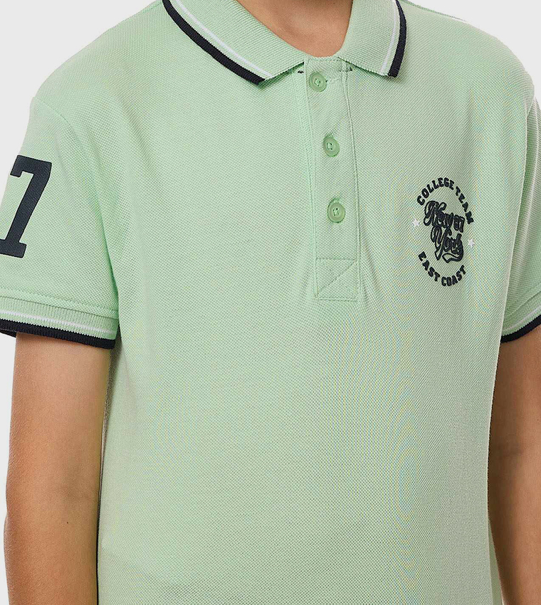 Printed Polo T-Shirt with Short Sleeves