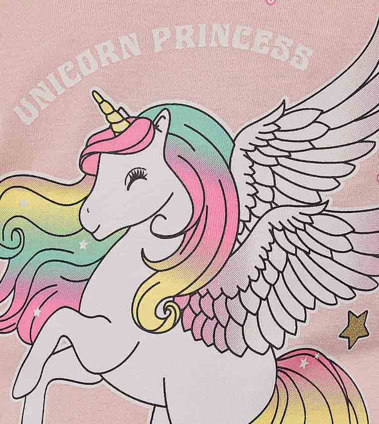 تيشيرت بطبعة يونيكورن كم قصير