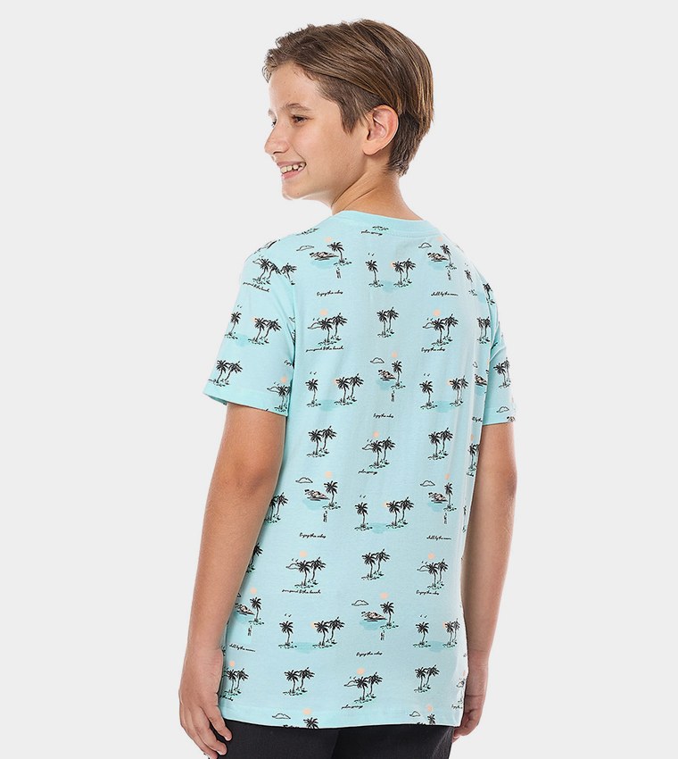 Printed T-Shirt with Crew Neck and Short Sleeves
