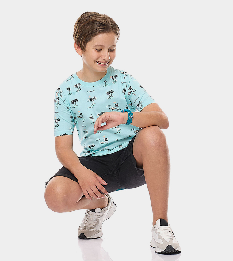 Printed T-Shirt with Crew Neck and Short Sleeves