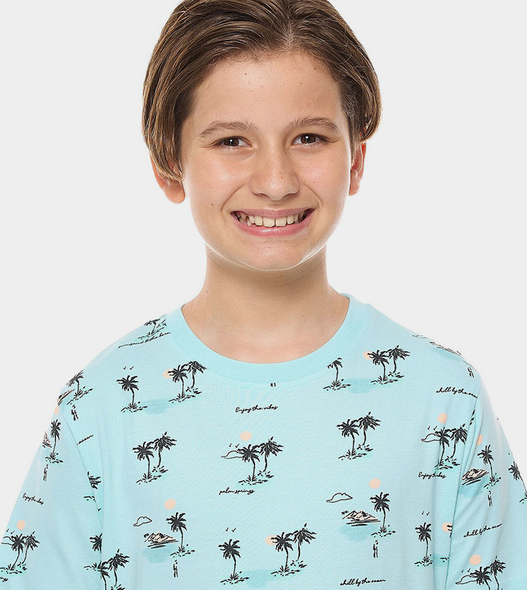 Printed T-Shirt with Crew Neck and Short Sleeves