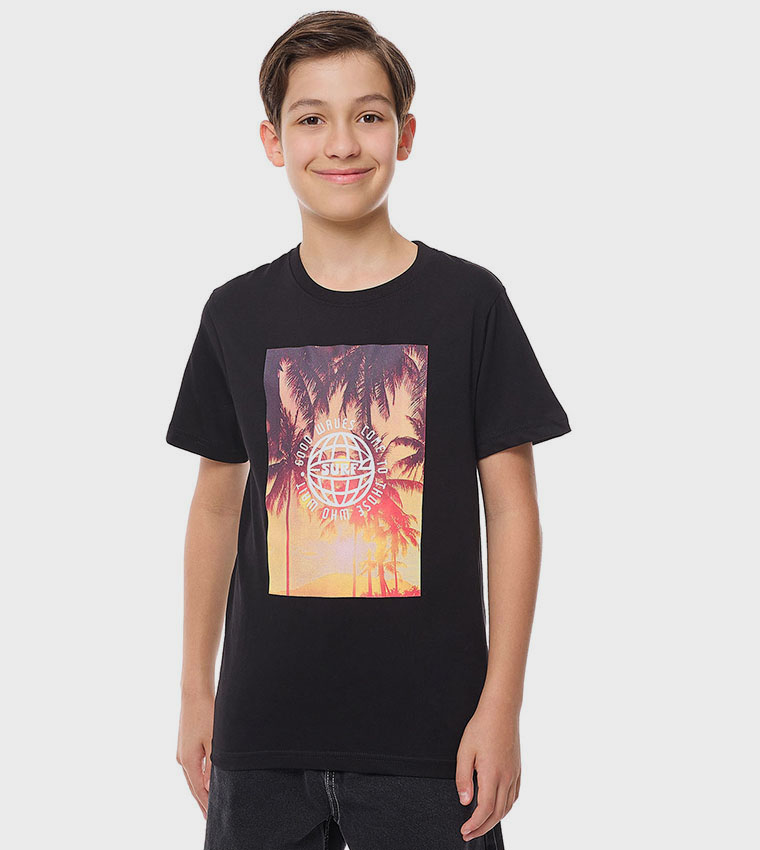Printed T-Shirt with Crew Neck and Short Sleeves