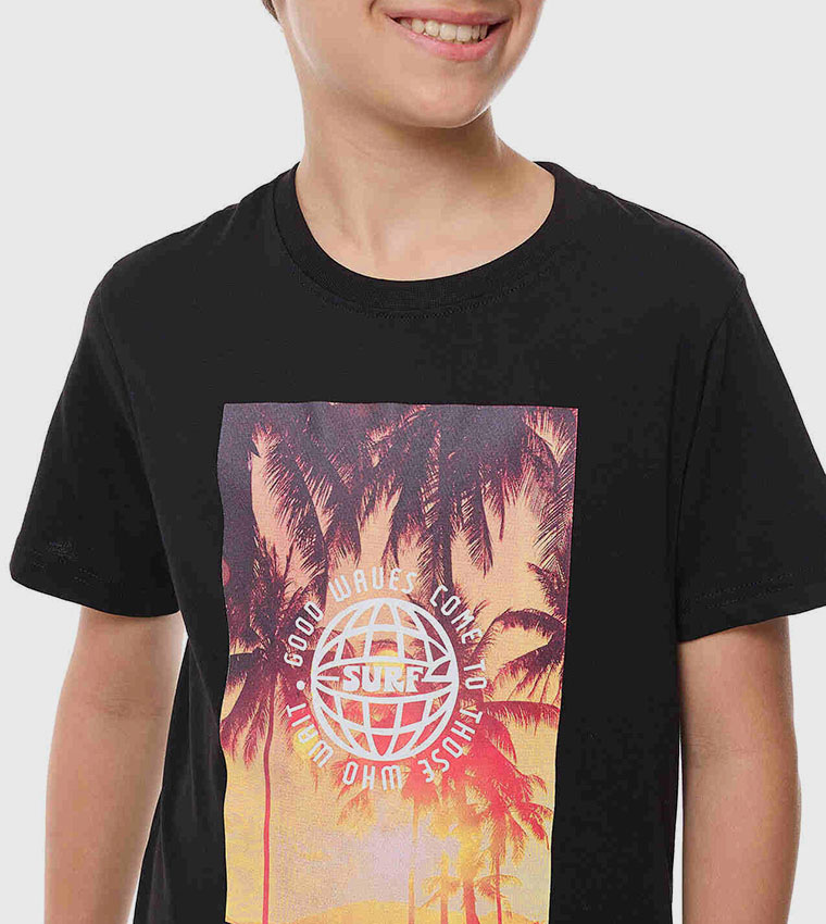 Printed T-Shirt with Crew Neck and Short Sleeves