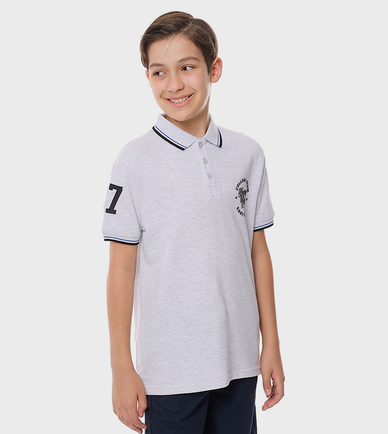 Printed Polo T-Shirt with Short Sleeves