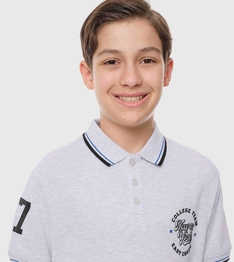 Printed Polo T-Shirt with Short Sleeves