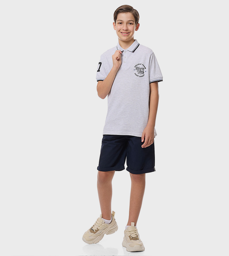 Printed Polo T-Shirt with Short Sleeves