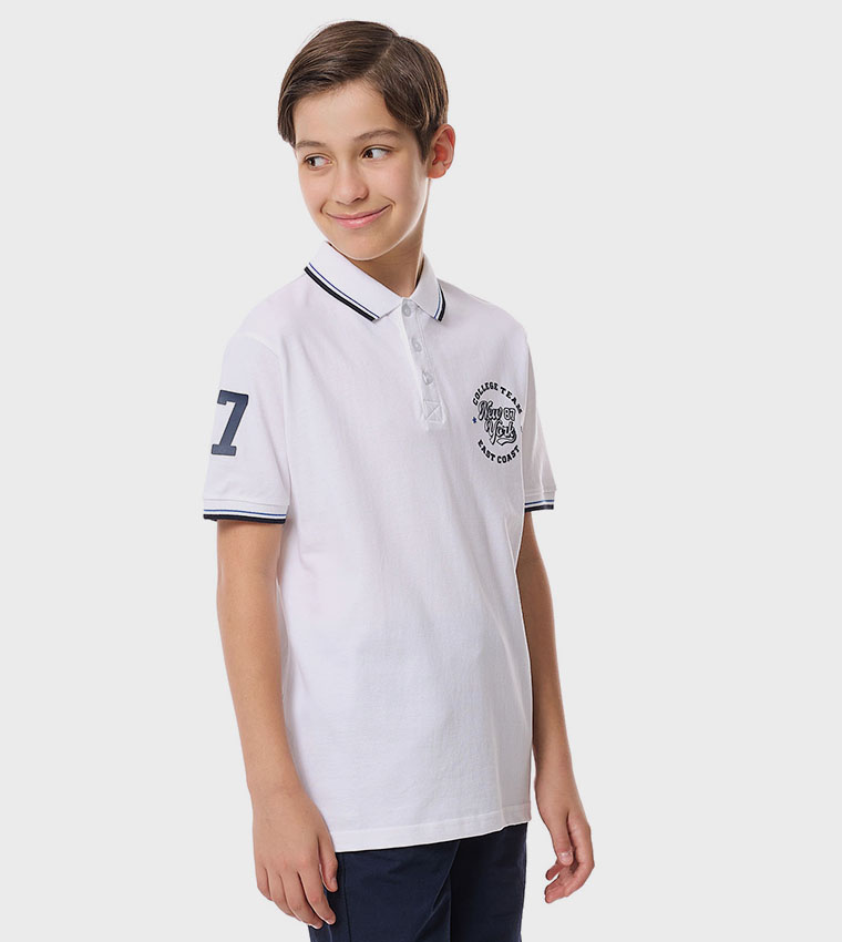 Printed Polo T-Shirt with Short Sleeves