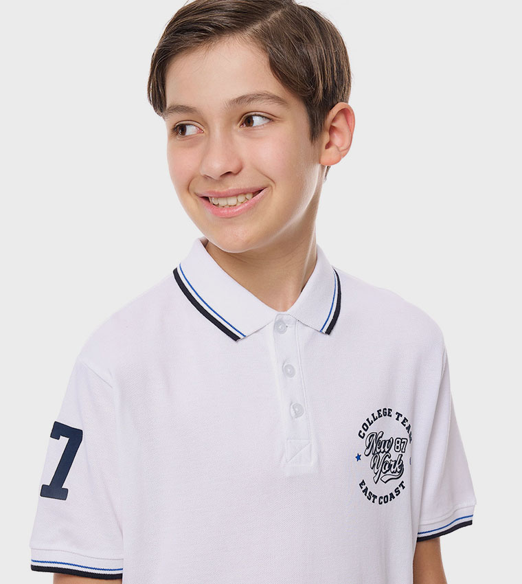 Printed Polo T-Shirt with Short Sleeves