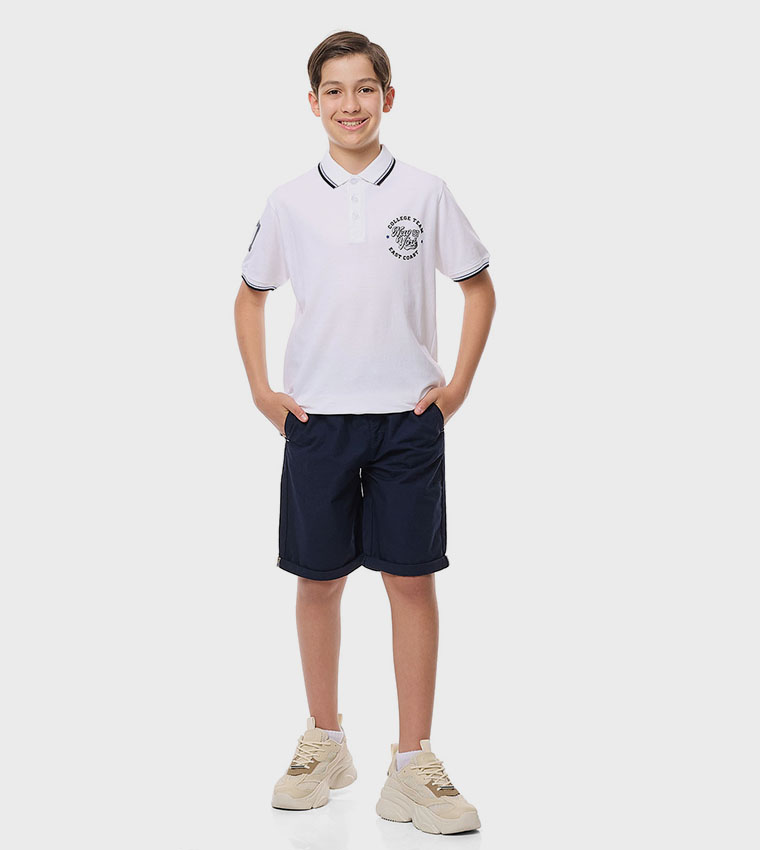 Printed Polo T-Shirt with Short Sleeves