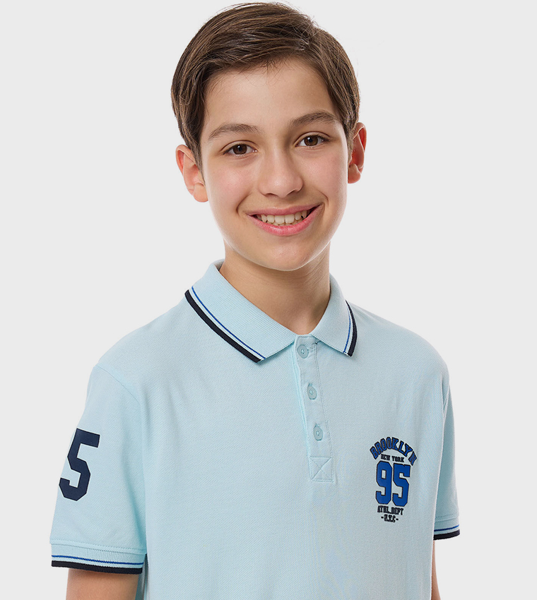 Printed Polo T-Shirt with Short Sleeves