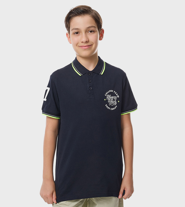 Printed Polo T-Shirt with Short Sleeves