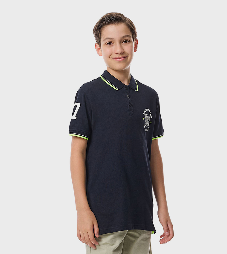 Printed Polo T-Shirt with Short Sleeves