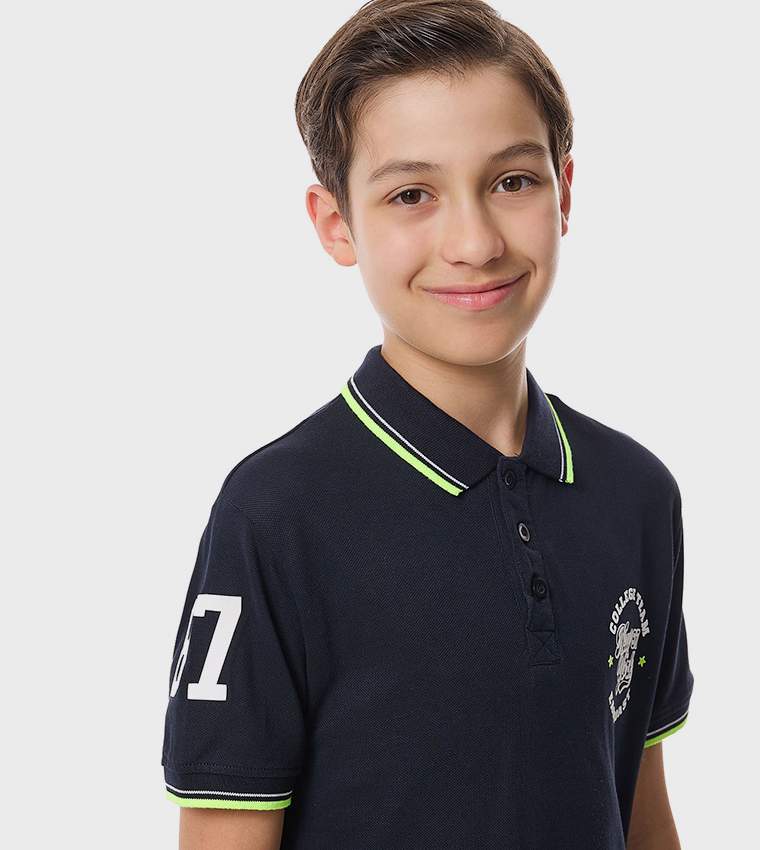 Printed Polo T-Shirt with Short Sleeves