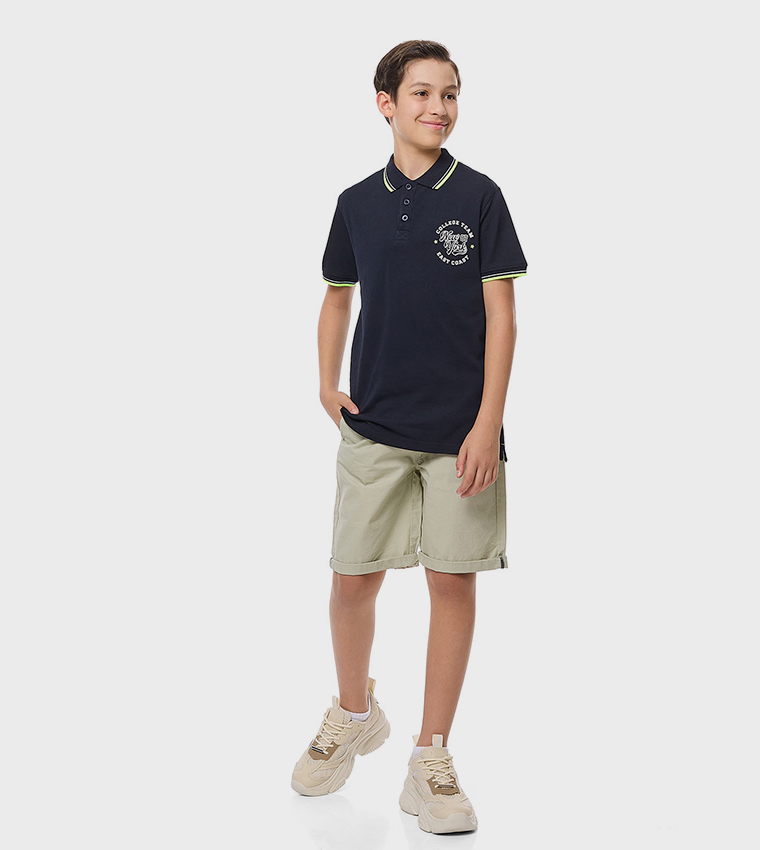 Printed Polo T-Shirt with Short Sleeves