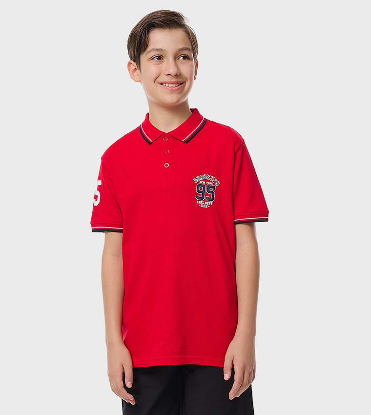 Printed Polo T-Shirt with Short Sleeves