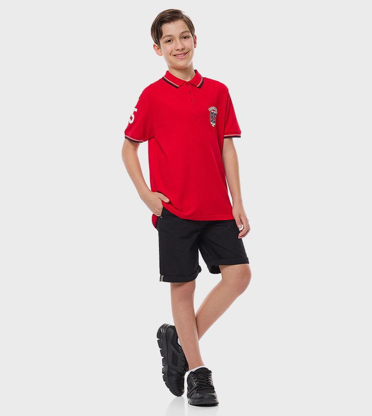 Printed Polo T-Shirt with Short Sleeves
