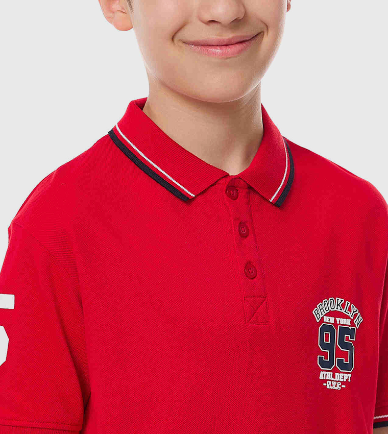 Printed Polo T-Shirt with Short Sleeves
