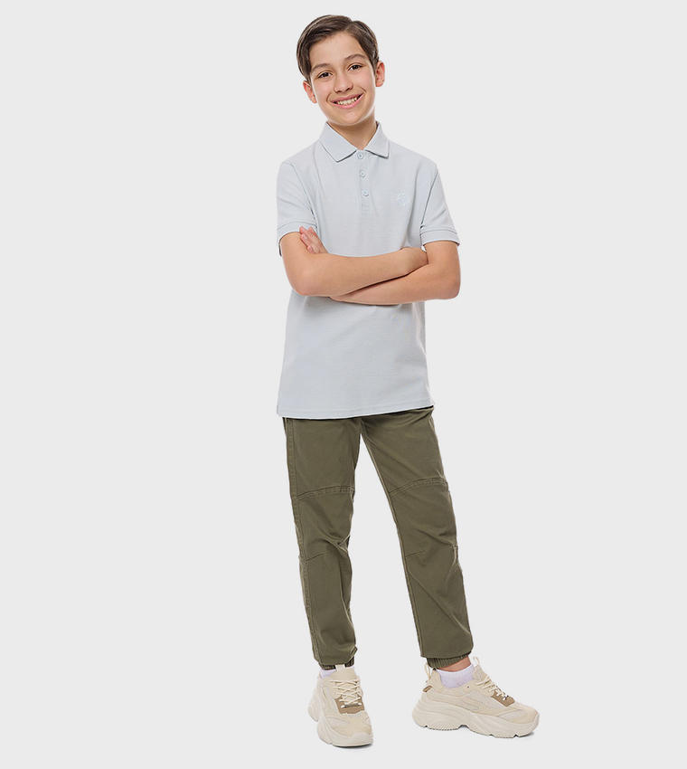 Embroidered Detail Polo T-Shirt with Short Sleeves