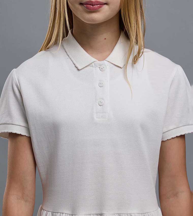 Solid Polo Dress with Short Sleeves