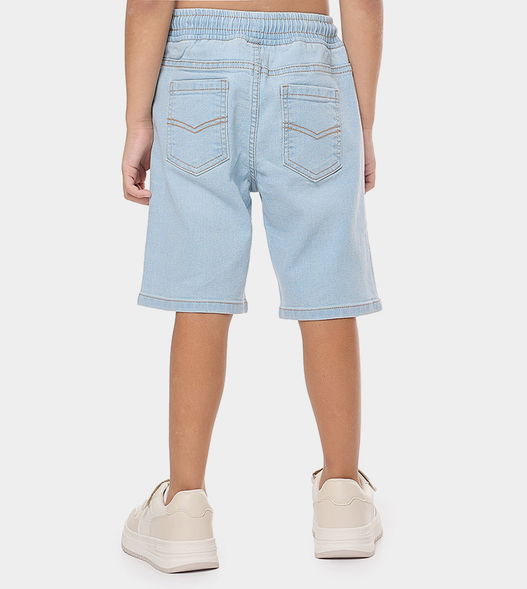 Washed Denim Shorts with Drawstring Waist